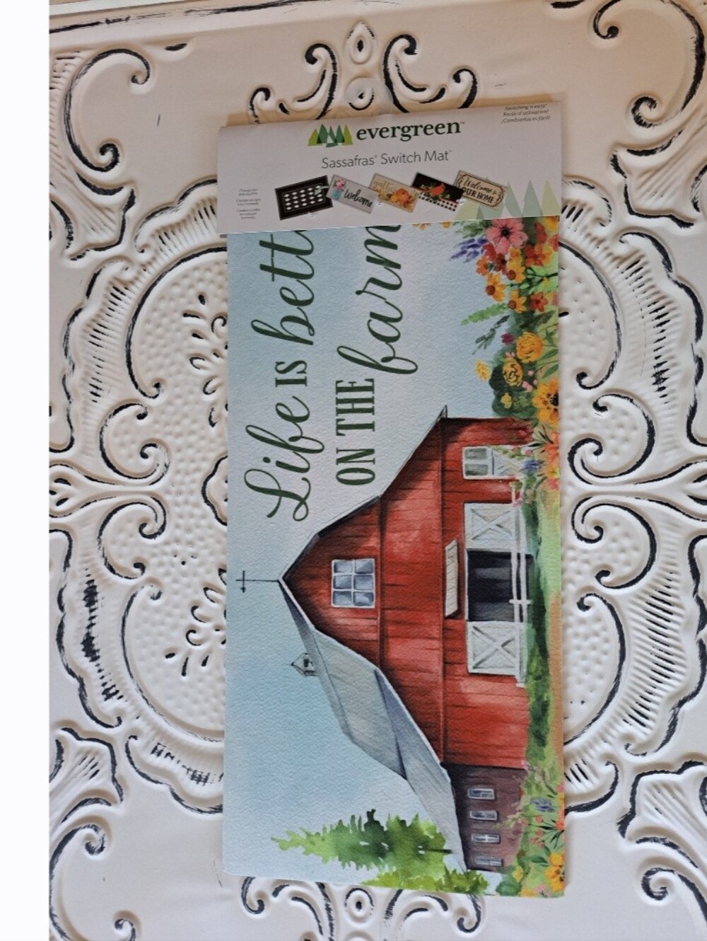 Sassafras Decorative 'Life Is Better on the Farm' Switch Mat Insert - Red Barn